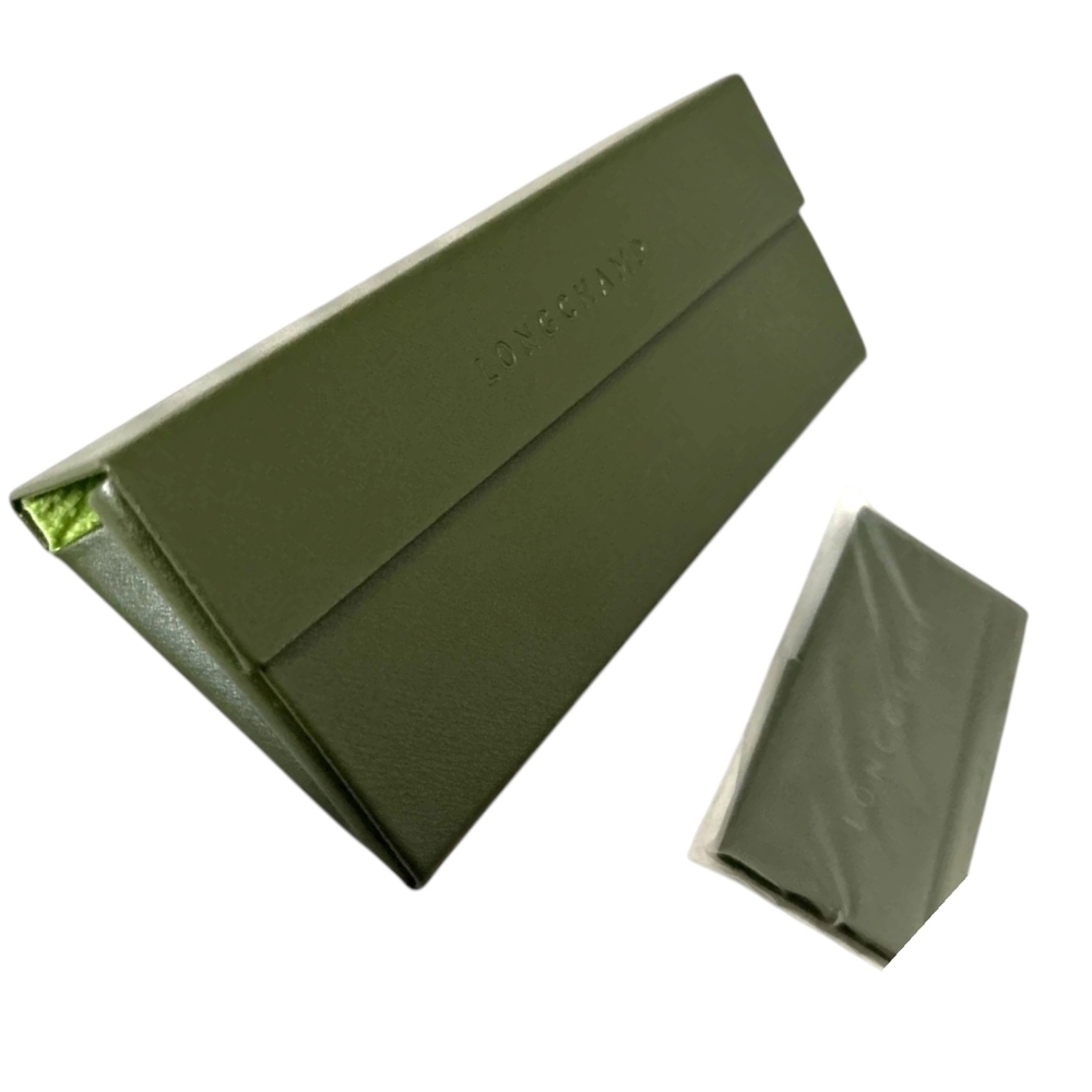 Longchamp • Olive Green Semi Hard Flat Glasses Case